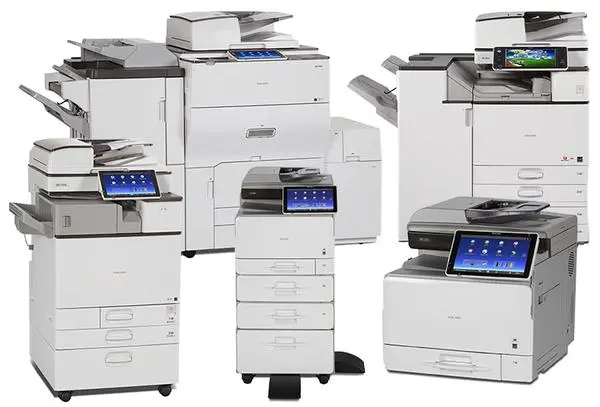 A diverse lineup of Ricoh and Sharp multi-function printers available for certified repair and technical maintenance in Des Moines.